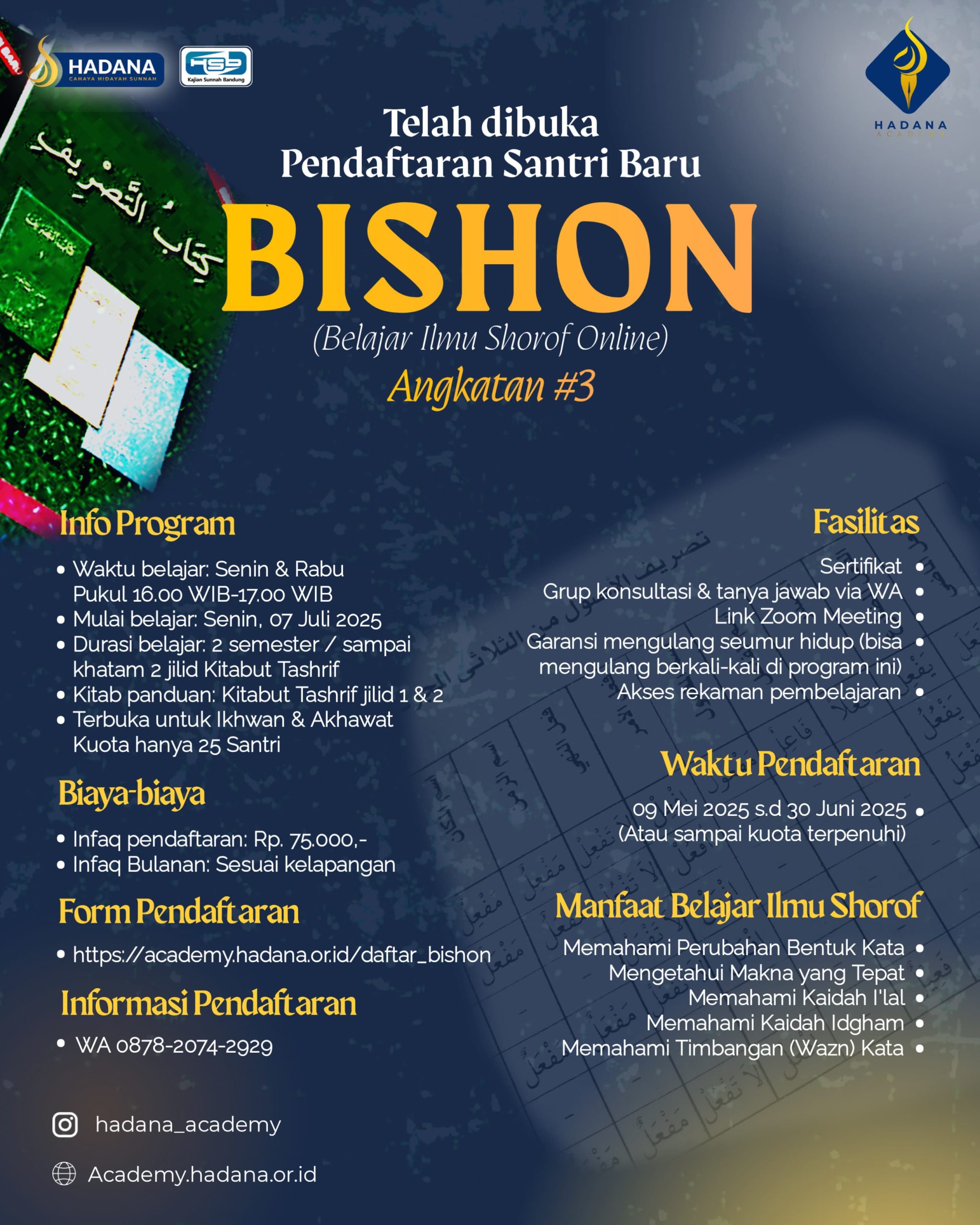 KELAS BISHON (Belajar Ilmu Shorof Online) – Angkatan 03